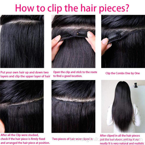 Uniky 100% natural virgin indian clip in human hair extensions for black women